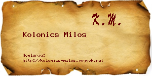 Kolonics Milos névjegykártya